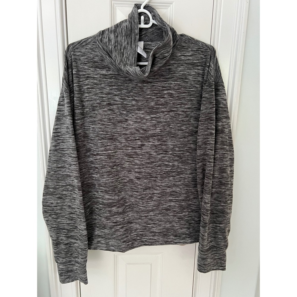 Avia Womens Gray Space Dye Cowl Neck Pullover Activewear Top XL 16-18 Side Zip